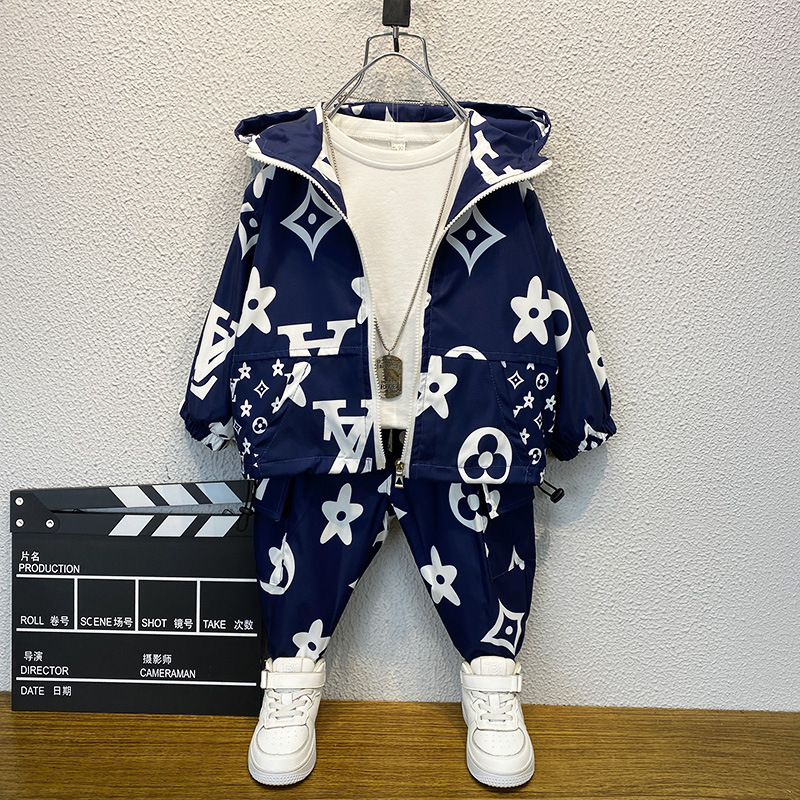 

2022 Cute Baby Girls Jacket and Pant Kids Thick Luxury Designer Coats Hoodie Winter Clothes Infant Childrens Clothing for Boys, Dark blue