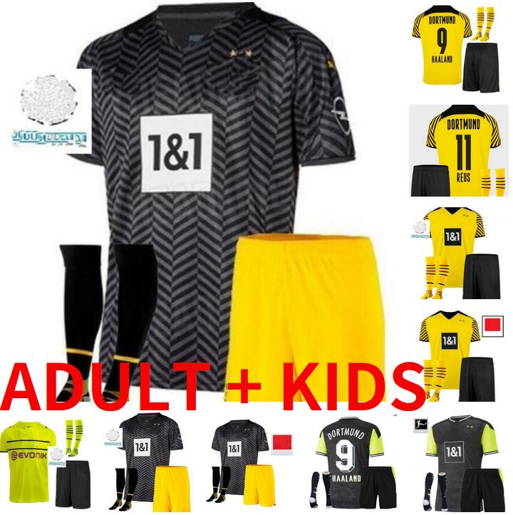 

adult kits dortmund soccer jersey Borussia 21 22 fourth 2021 2022 football shirt HAALAND REUS NEONGELB BELLINGHAM SANCHO HUMMELS BRANDT men + kids kit maillot de foot