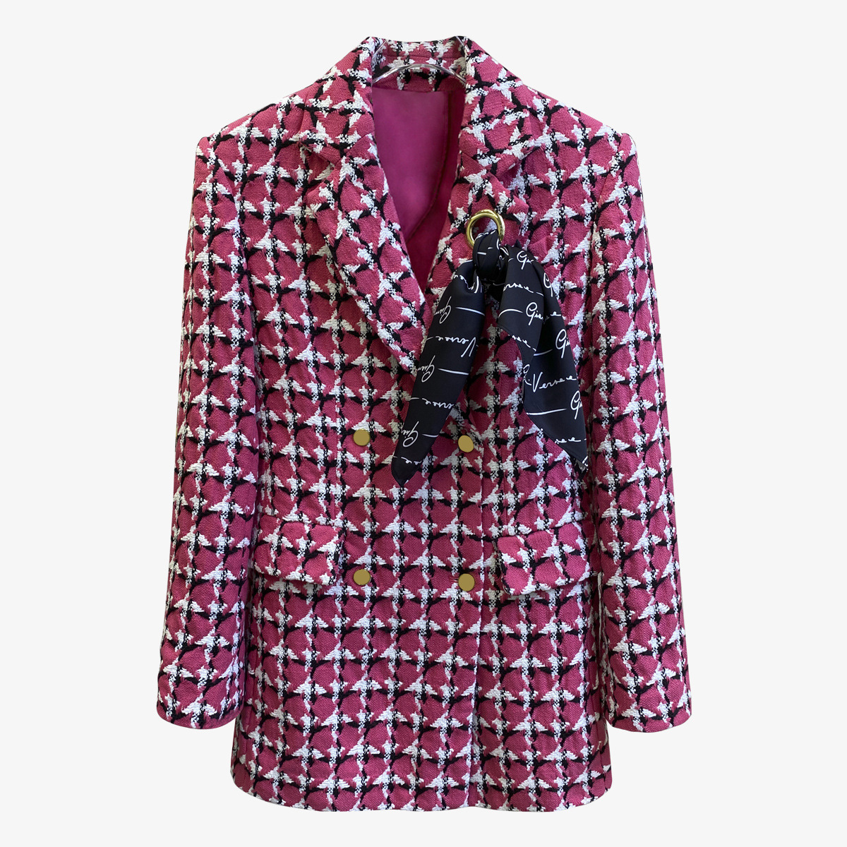 

New Arrival High Quality Women Blazers Long Sleeve Double Breasted Suit Jacket Female Slim Long Business Office Blazer Coat M14, Red