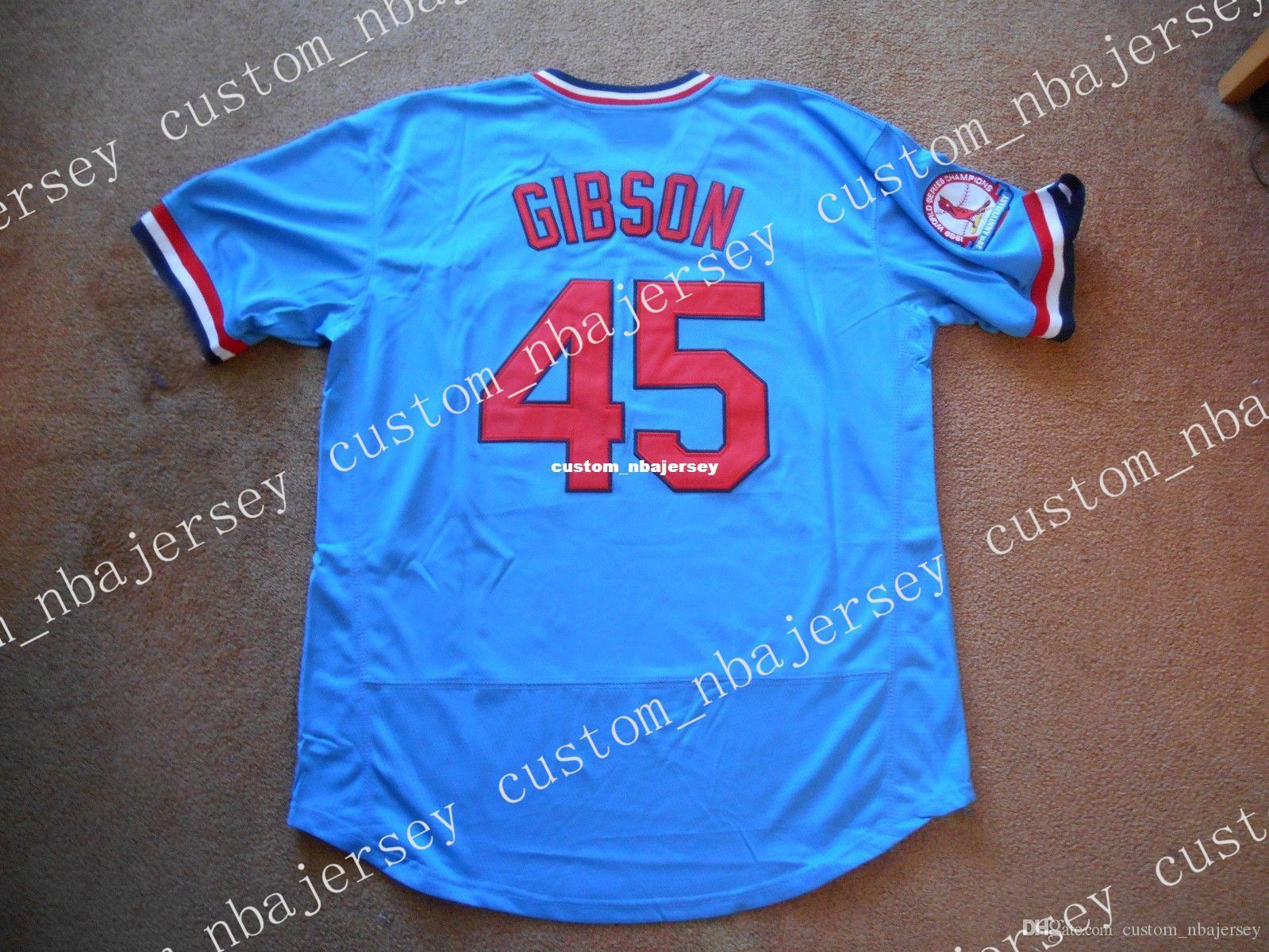 

Cheap custom Bob Gibson #40 Blue PO Baseball Jersey TAG NEW Stitched Customize any name number MEN WOMEN YOUTH Jerseys, Black;blue