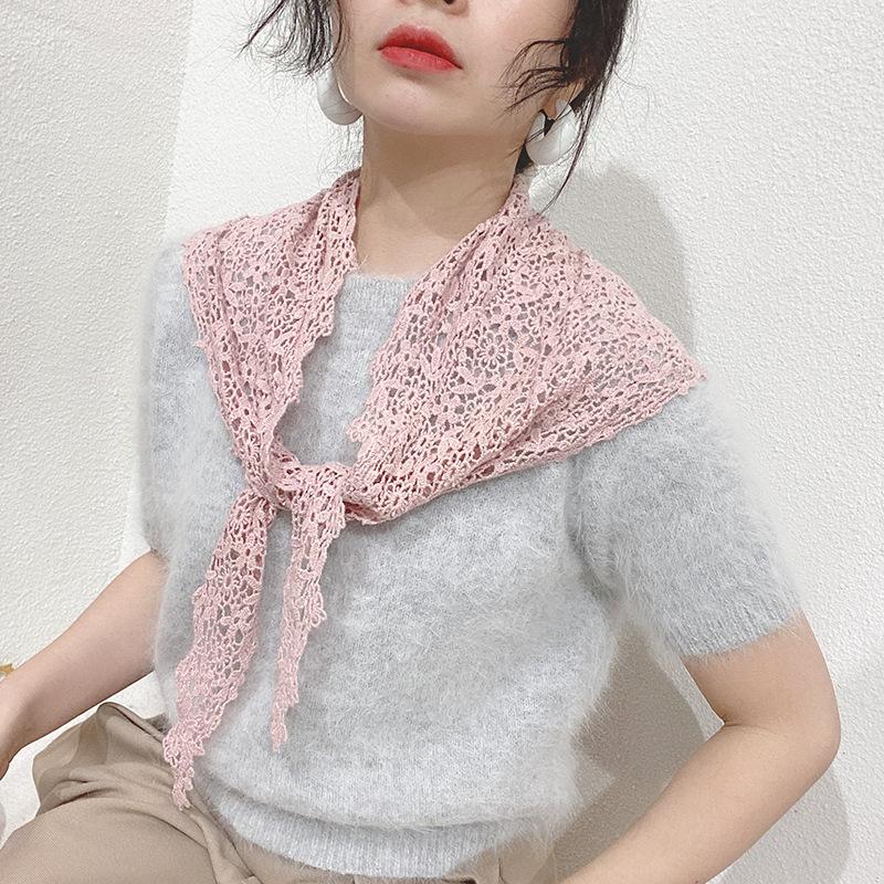 

Scarves Women Fashion Vest Scarf Hollow Out Floral Stole Design Shirt Dress Match Collar Elegant Triangle Head