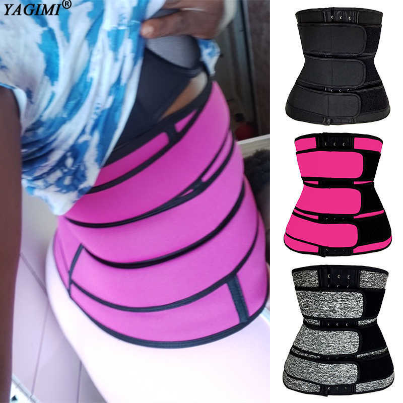 

YAGIMI Women Workout Sweat Belt Waist Trainer Body Shaper Corset Slimming Tummy Control Girdles Neoprene Fitness Shapewear Fajas, 3 belt black zip