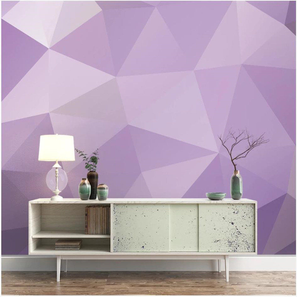 

3d customized wallpaper Modern minimalist purple solid geometric wallpaper background wall