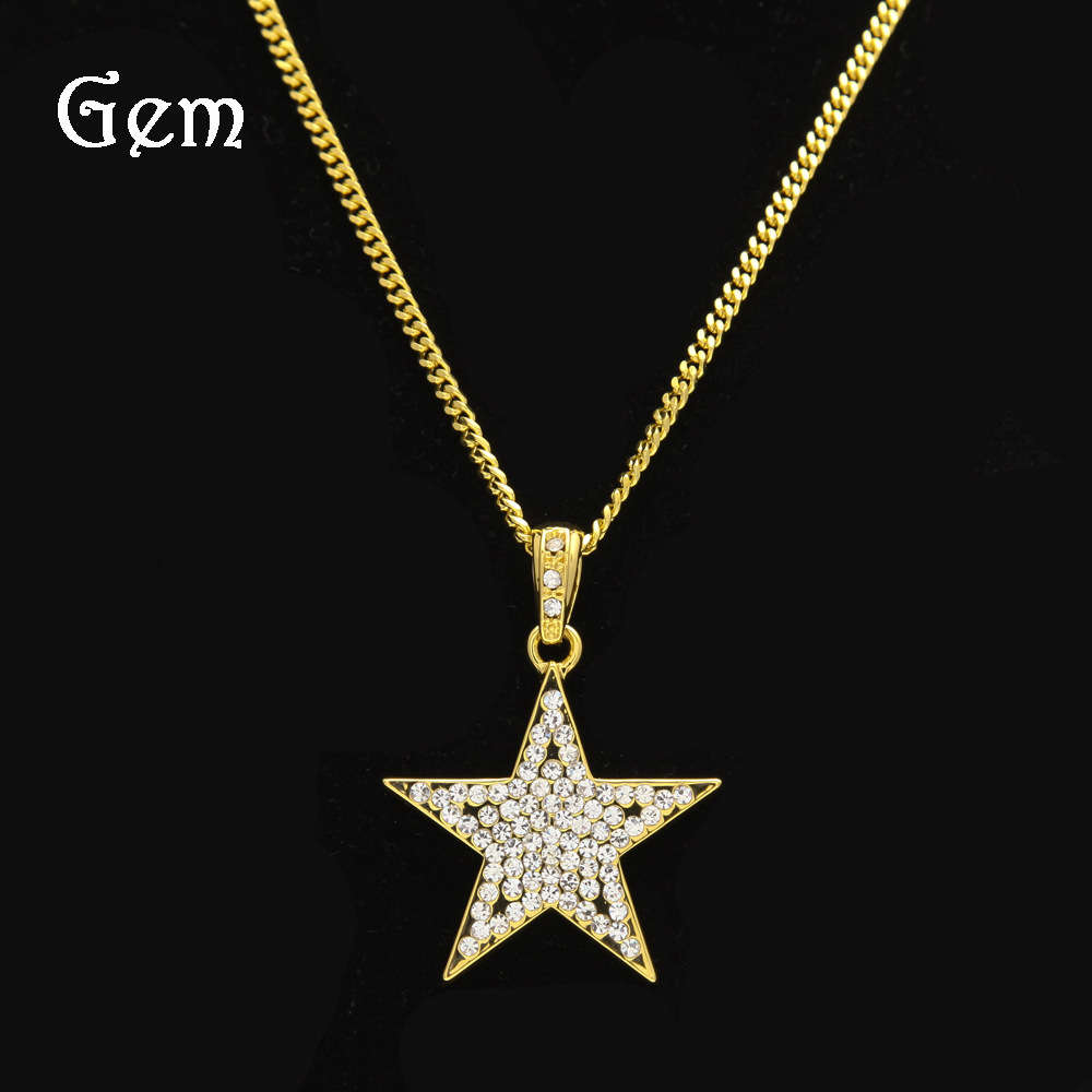 

Hiphop fashion trend classic popular hip hop jewelry exquisite Mini full diamond five pointed star Pendant