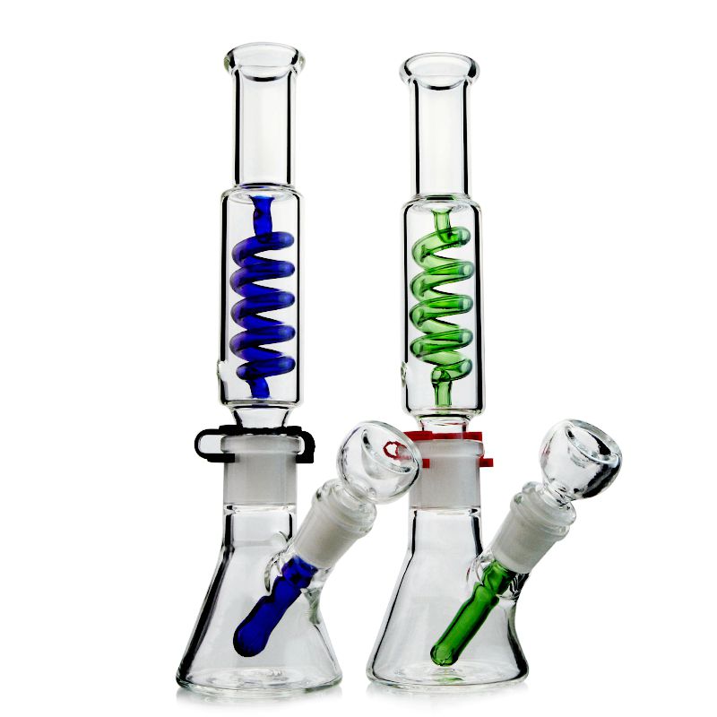 

Condenser Coil 11 Inch Hookahs Freezable Glass Bongs Diffused Downstem Oil Dab Rigs Build a Bong Beaker Base Water Pipes 18mm Female Joint With Bowl And Keck Clip