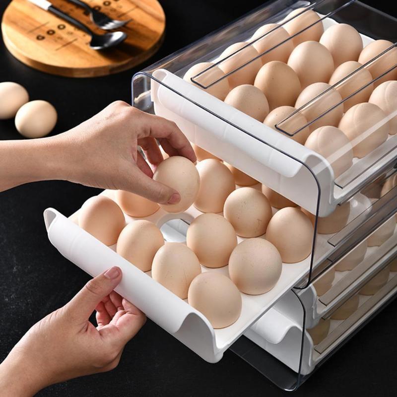 

Storage Bottles & Jars Egg Box Double Layer Tray Practical Airtight Pet Preservation Organizer For Home Fridge S7f0