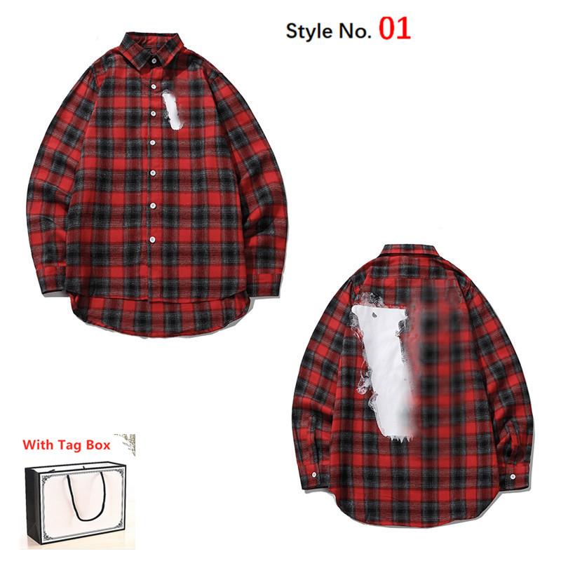 

2021 Men Shirts Women Long Sleeve High Quality Casual Shirts Letter Printed Hip Hop Style Clothes With Label Box, White;black