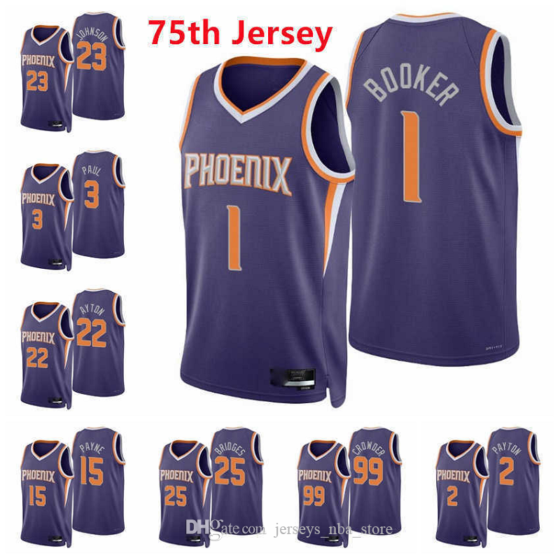 

2021 2022 Basketball Devin Booker 1 Chris Paul 3 Deandre Ayton Elfrid Payton Cameron Johnson Mikal Bridges 75th Jerseys, Black;red