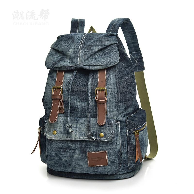 

Fashion Brand Denim Canvas Laptop Backpack Women's Leisure Men's Large Capacity Travel Bagpack Mochila Hombre School Bag