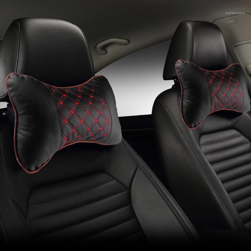 

Seat Cushions Car Neck Pillow PU Leather PP Cotton Pad Embroidery Chair Headrest Supplies Safety For Auto Interior Accessories