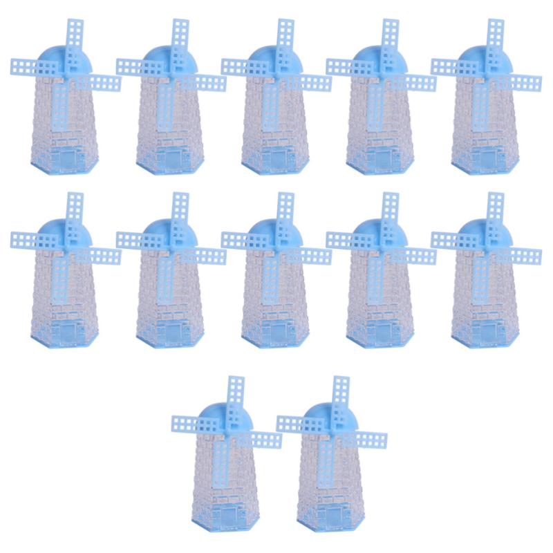 

12pcs Clear Candy Boxes Windmill Shape Sugar Holder Containers Packaging Box (Light Blue