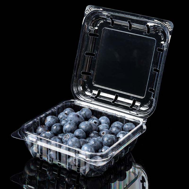 

40PCS Transparent Packing Box Thickened Square Breathable Packing Box Disposable Fruit Plastic Uptake PET
