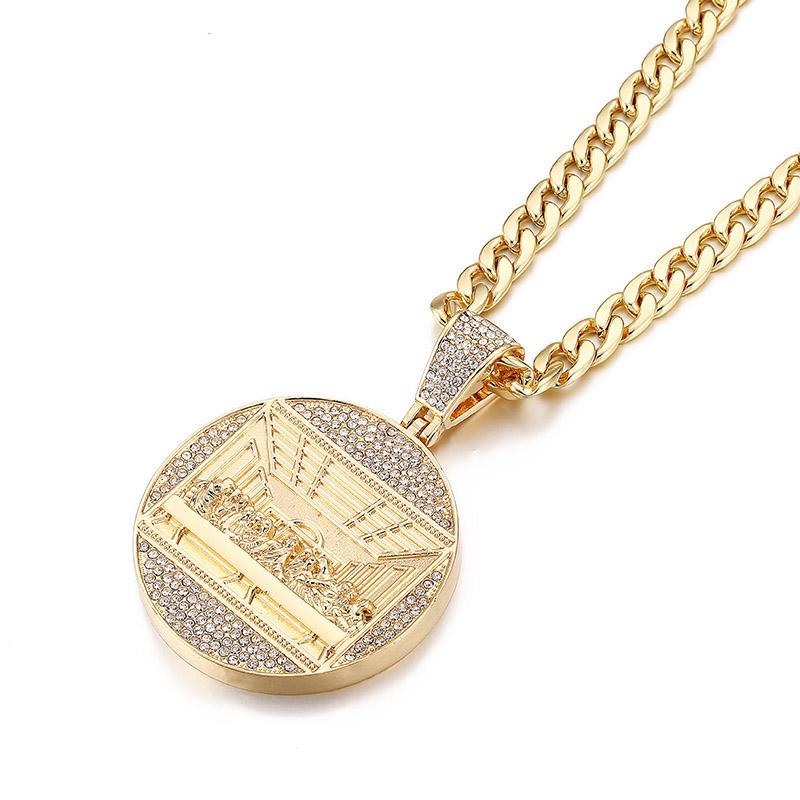 

Pendant Necklaces 1 Fashion Hip Hop Jewelry Last Supper Big Jesus Iced Out Bling Zircon Gold Charm Necklace For Men Father's Day Gift