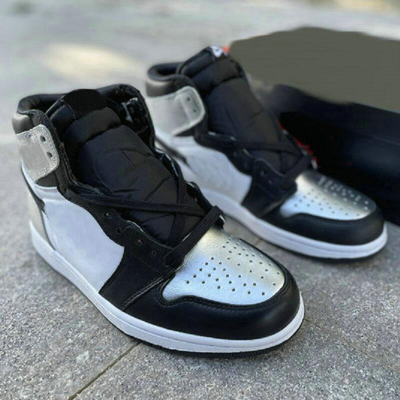 

1 High OG WMNS Silver Toe Athletic Shoes Black Sliver White Men Women 1s Designer Sneakers