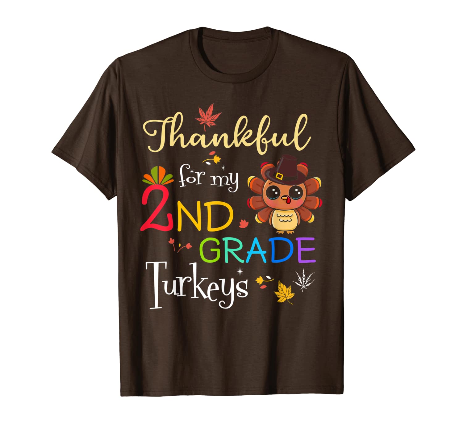 

thanksgiving teacher gift thankful for second grade turkeys t-shirt, White;black