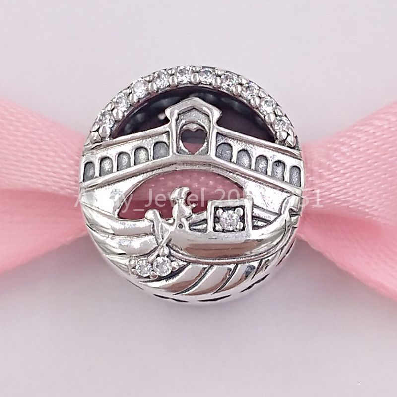 

Authentic 925 Sterling Silver Beads Venice Rialto Bridge Openwork Charm Charms Fits European Pandora Style Jewelry Bracelets & Necklace 7989, Black