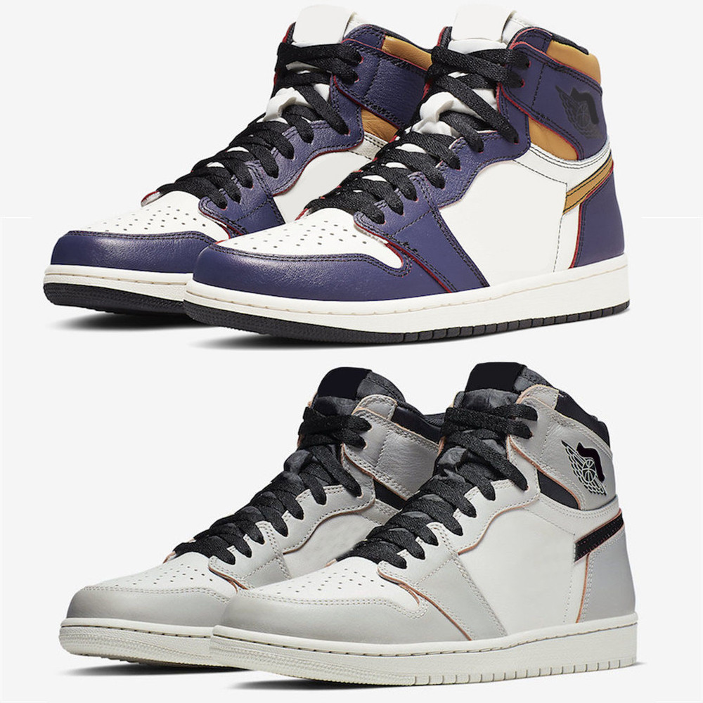 

Authentic 1 LA to Chicago Lakers Shoes Court Purple Sail University Gold-Black Laker Light Bone Crimson Tint Hyper Pink Black Men Outdoor Sports Sneakers 36-47, Customize
