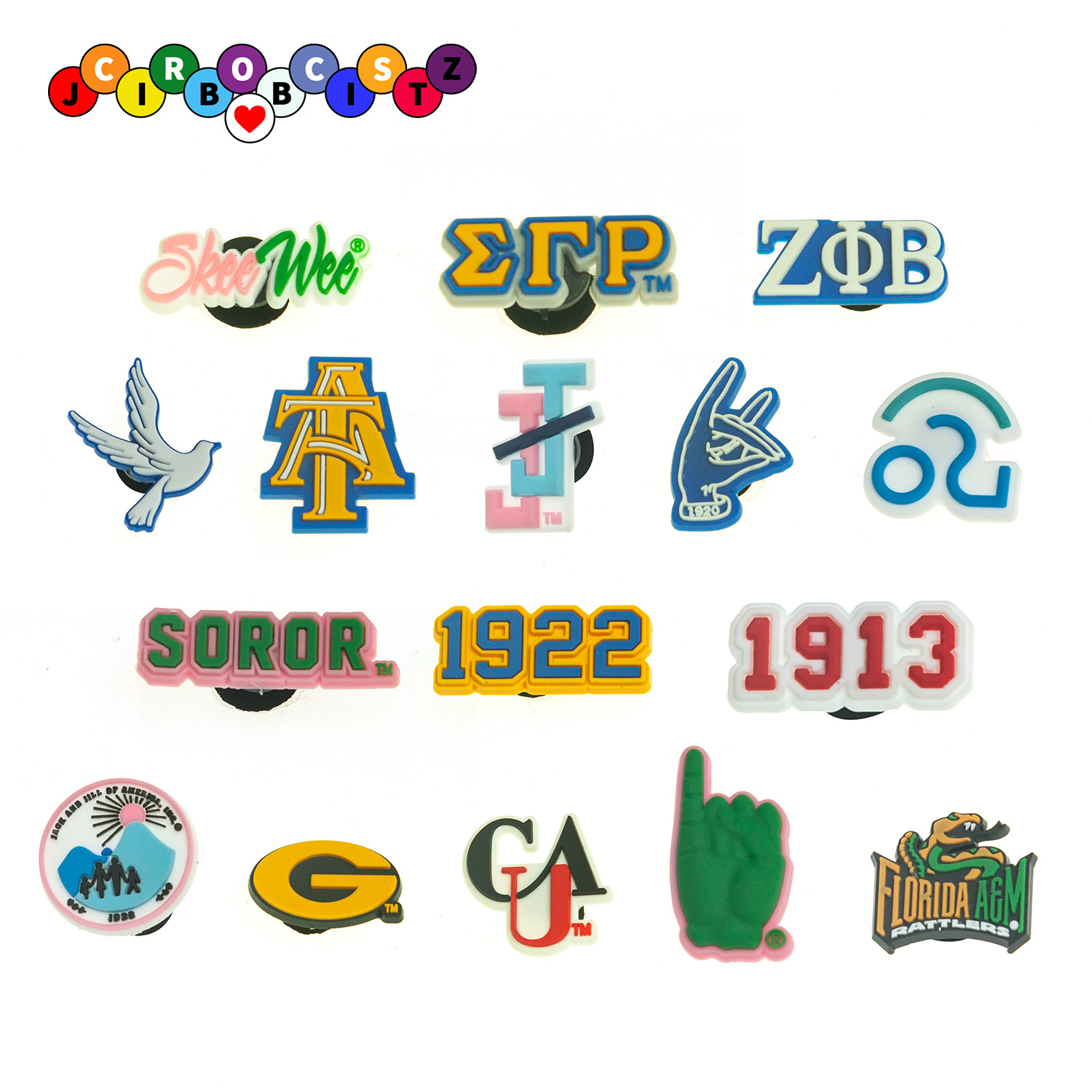 

Soft Rubber Patch Slippers Buckle Hole Shoe Button Accessories Label Famous brand university logo