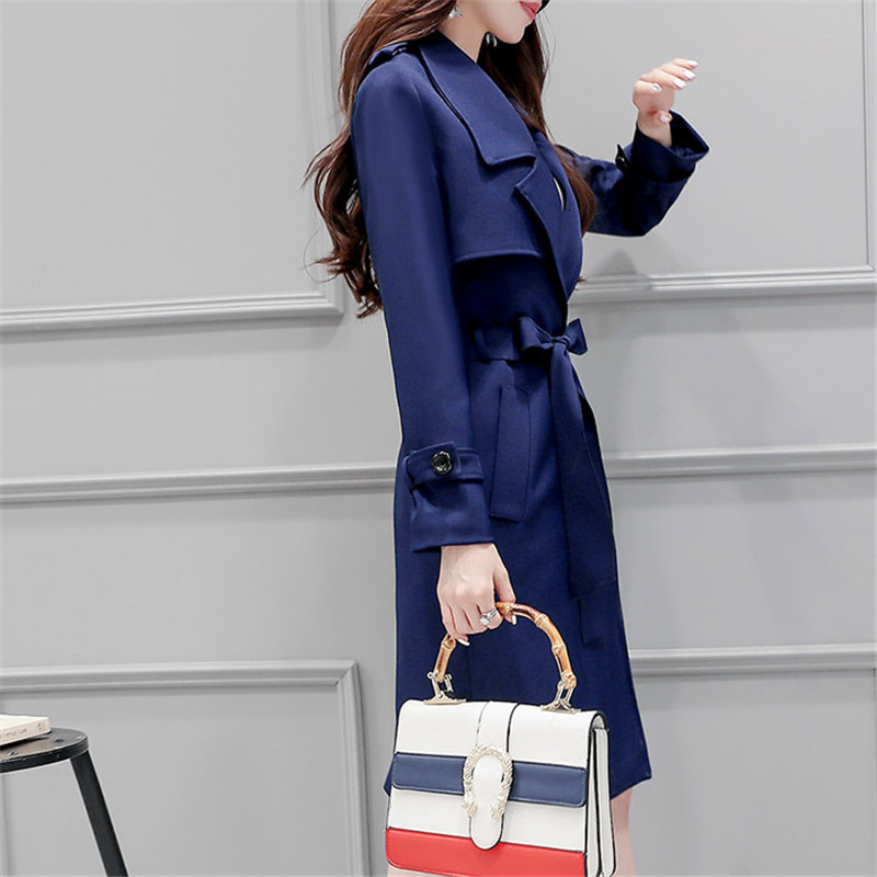 

2021 New Belt Navy Spring Coats Fashion Korea Slim Women's Autumn Windbreaker Trench Coat Para As Mulheres Wx10 Kl1w, Creamy white