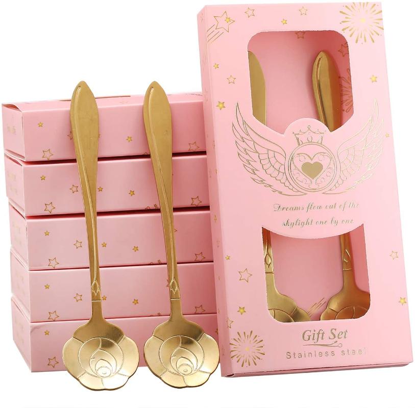 Party Favor 12Pairs Coffee Drinking Spoon TeaSpoon Set Wedding Favors GiftsFor Guests Bridal Souvenirs Supplies Baby Shower Giveaways-image-718794874