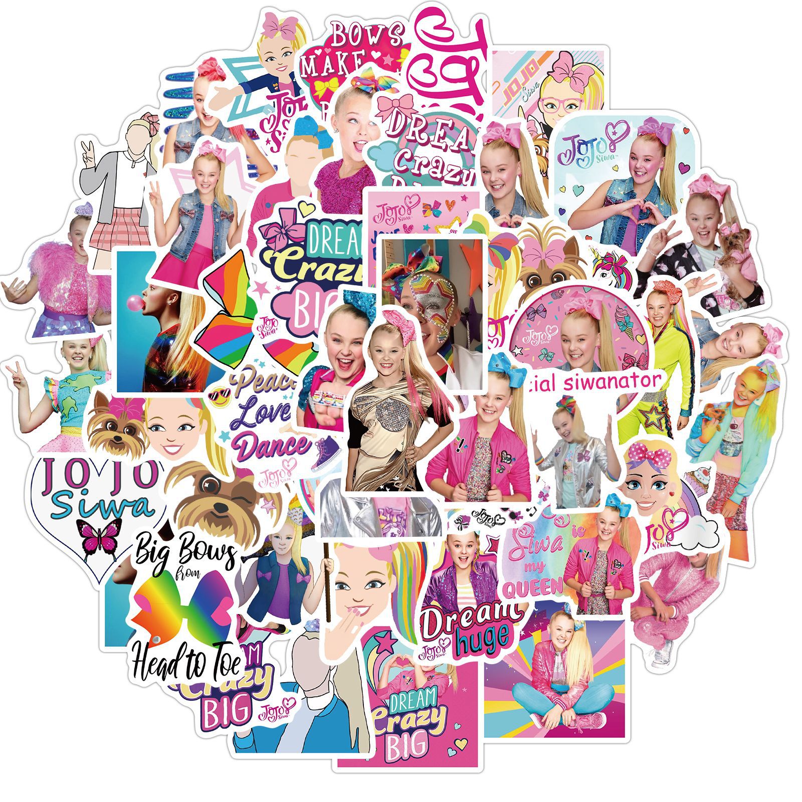 

50 PCS Mixed JOJO Siwa Graffiti kateboard Stickers For Car Laptop Fridge Helmet Pad Bicycle Bike Motorcycle PS4 book Guitar Pvc Decal, Multi colors