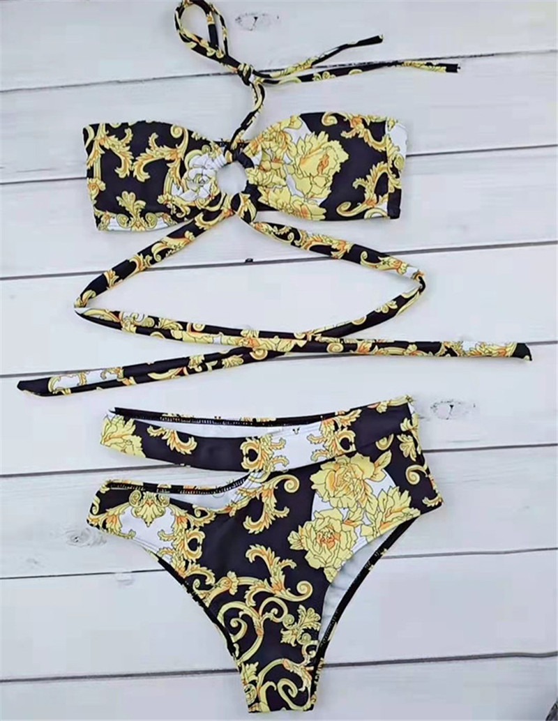 

Totem Durable Bikinis Hipster Padded Women's Push Up Swimwears Outdoor Beach Vacation Swimming Bandage Swimsuits Four Seasons Universal