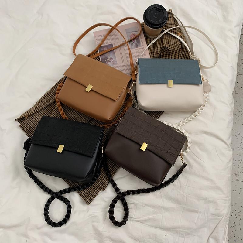 

Popular Simple Female Daily Crossbody Bag Fashion Lady Big Capacity Shoulder Handbags Casual Stone Print Leather Messenger Totes, Black