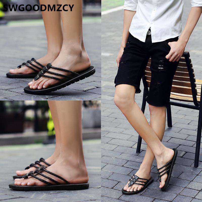 

Slippers Genuine Leather Flip Flops Summer Shoes Mens Outdoor Beach Men Hausschuhe Zapatos De Hombre Chinelo, Brown