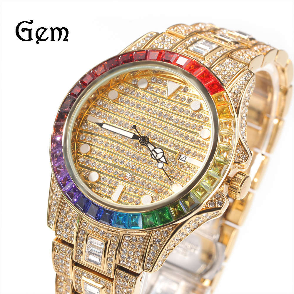 

Fashion hip hop men's large dial personalized quartz watch new color diamond butterfly double button watch