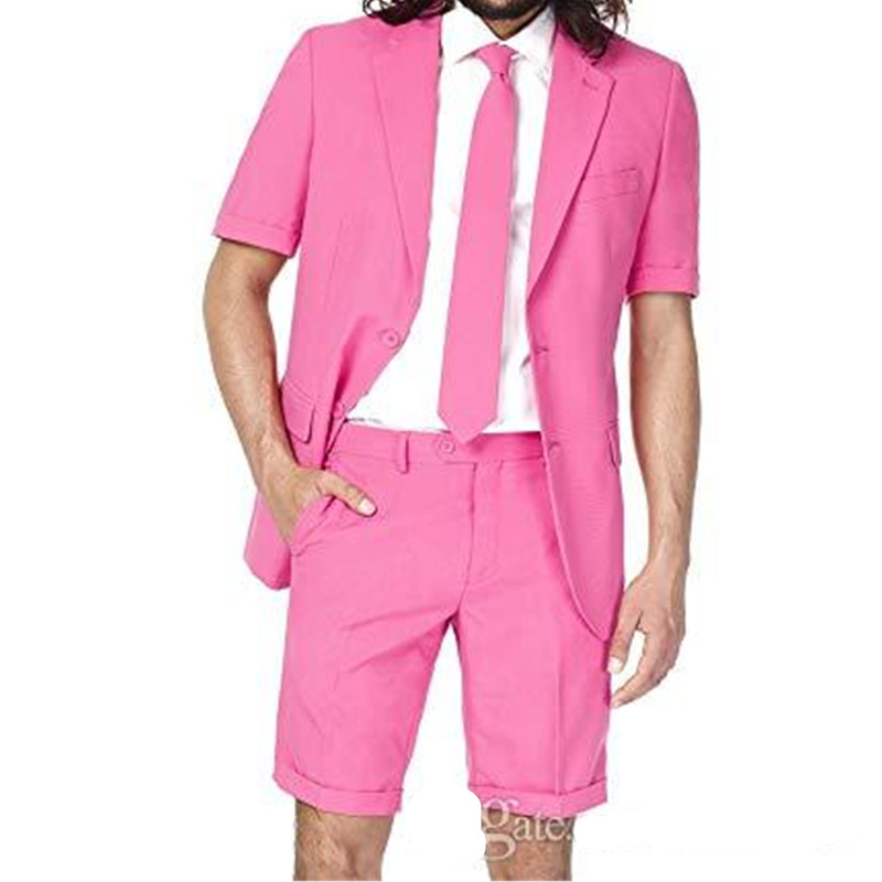 

Suits & Blazers Summer 2022 Latest Red Rose Dance Jacket Shorts 2 Piece Set Custom Slim Men's Wedding Party Banquet Tuxedo