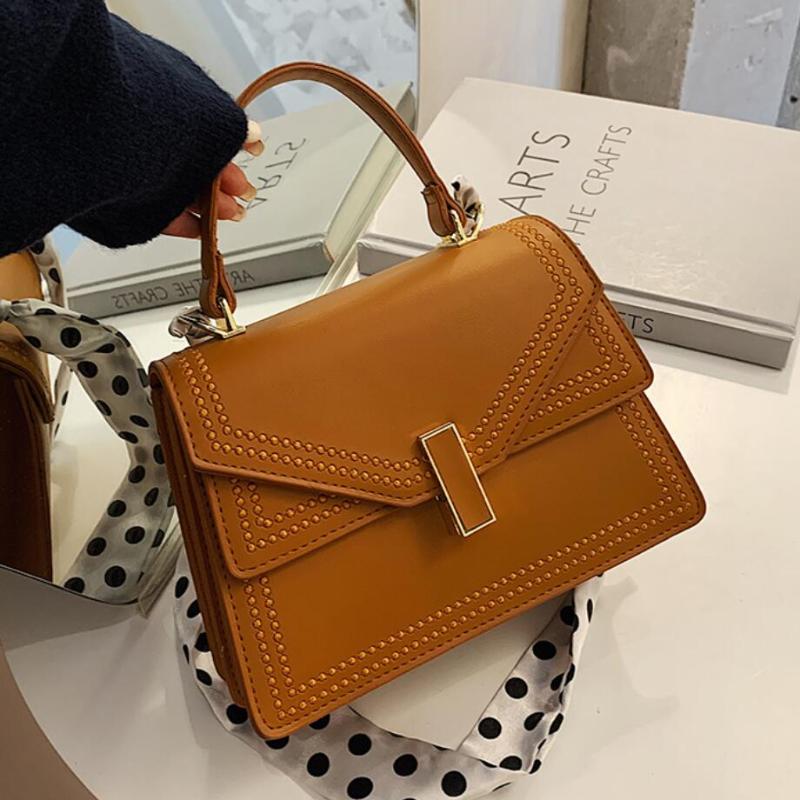 

Elegant Female Ribbon Tote bag 2021 Fashion New High quality PU Leather Women's Designer Handbag Lock Shoulder Messenger Bag, Black