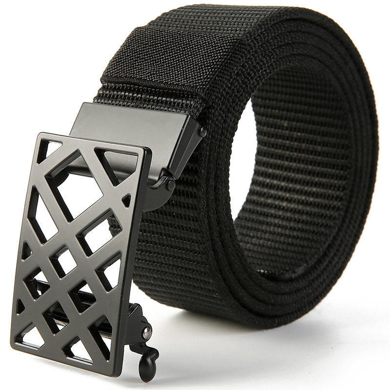 

2021 New Canvas Men's Casual Tactical Automatic Black Buckle Students Belt for Men Outdoor Sports Training Strap Kar2