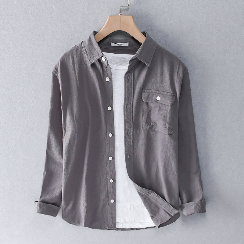 

2021 New Pure Cotton Spring and Summer Brand Long Sleeve Casual Shirts for Men Fashion Comfortable Shirt Mens Overhemd Camisa Xvtl, Dark gray