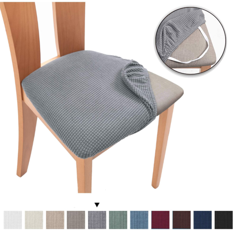 

Elastic Spandex Jacquard Dining Room Chair Covers with Upholstered Seat Cushion Removable Washable