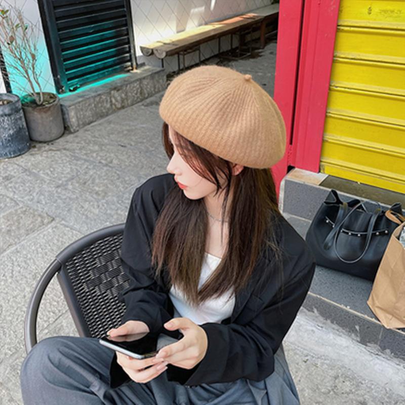 

Berets Autumn And Winter Net Red Girl Trend Versatile Retro INS Large Head Circumference Dome Leisure Knitting Wool BERET Artist Hat