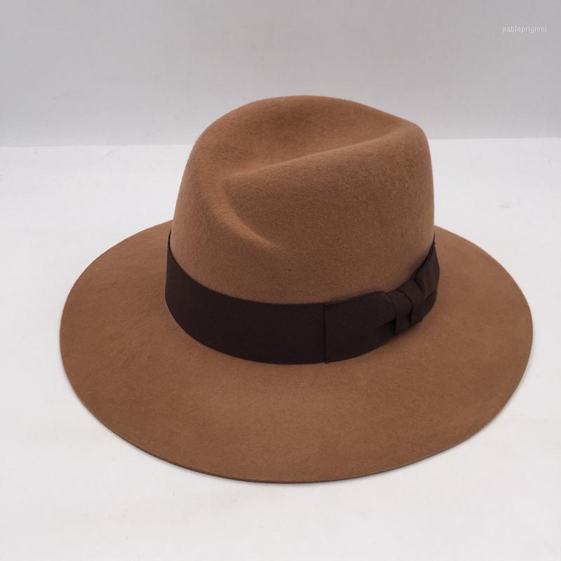 

Berets Winter The Wide-brim Hats Khaki Wool Felt Hat For Men Fashion, Brown