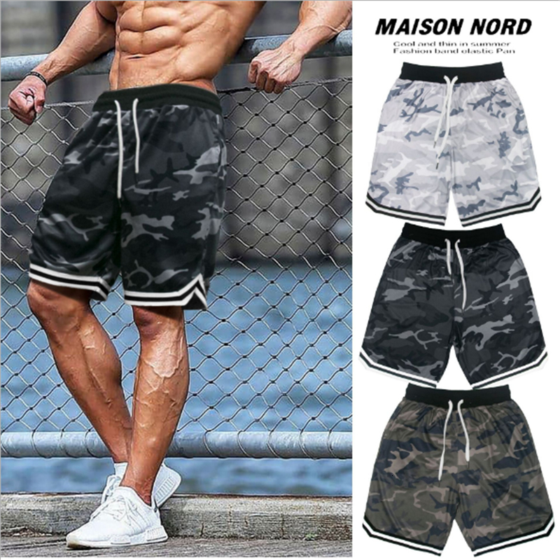 

2021 New Gyms Camouflage Compression Fitness Men Bodybuilding Causal Shorts Male Summer Quick Dry Beach Short Homme 0wo9, Dark grey