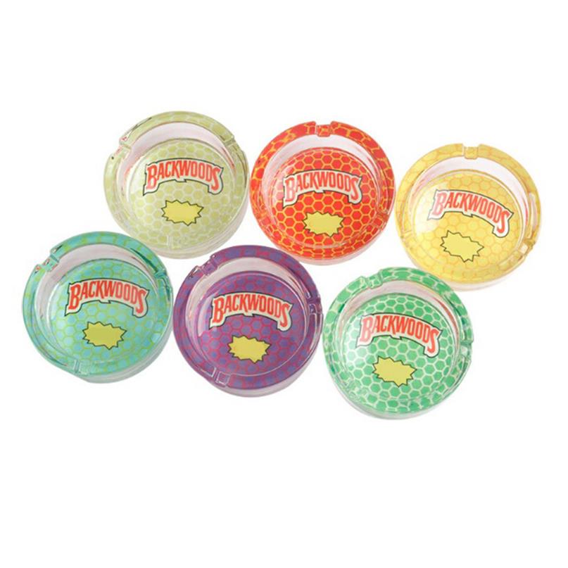 

BACKWOODS Ashtray Clear Glass Jar Ash Tray Cigarette Circular Round Bin for Tobacco Cigar Smoking Home Dry Herba50