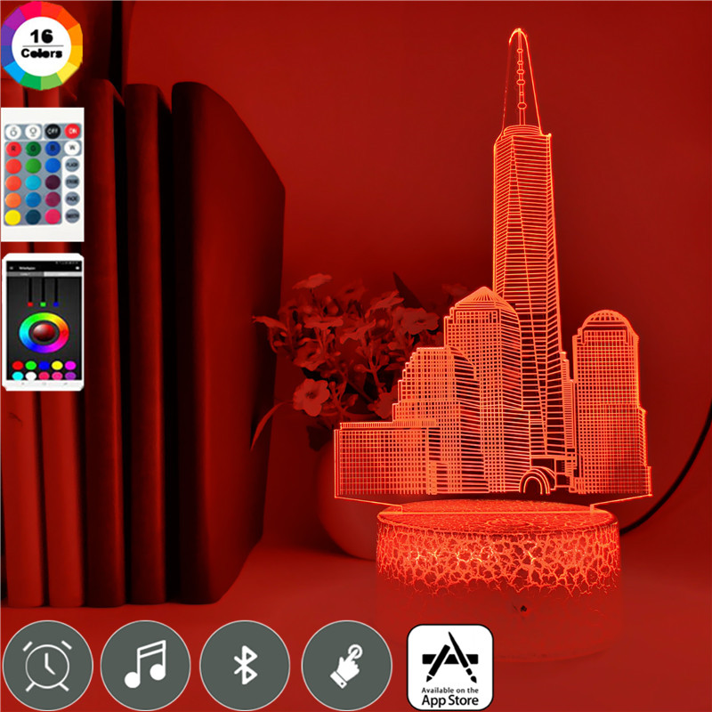 3D New York Empire State Building LED Night Light Lamp 16 Colors 3D Night light Remote Control Table Lamps-image-660174669
