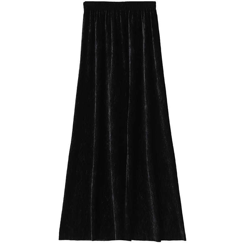 

VANOVICH Velvet Casual Autumn and Spring Women Wide Leg Pants Solid Color Fashion High Waist Long Female 210615, Gold