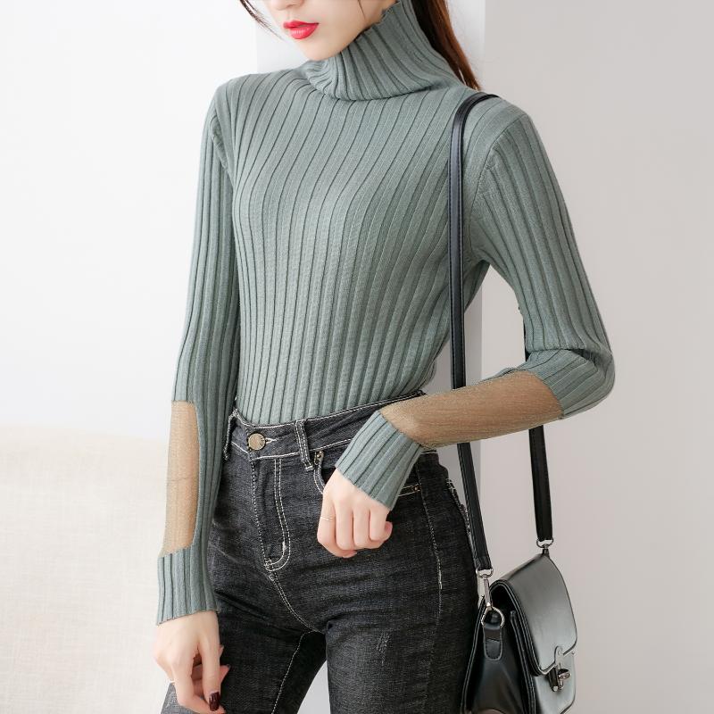

Women's Sweaters Net Yarn Chic Korean Slim Lazy Autumn Winter Sweater Soft Bottoming Turtleneck Pullovers Women Female Jumper, White;black