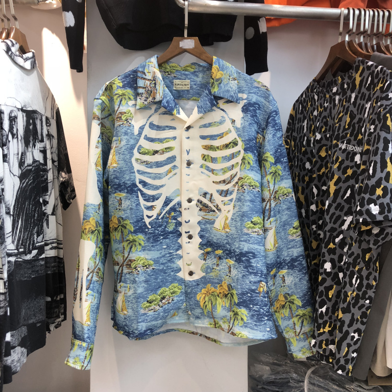 

2021 New Bone Printing Women 1:1 High-quality Beach Style Tees Kapital Shirts Longsleeve Shirt for Men 70nc