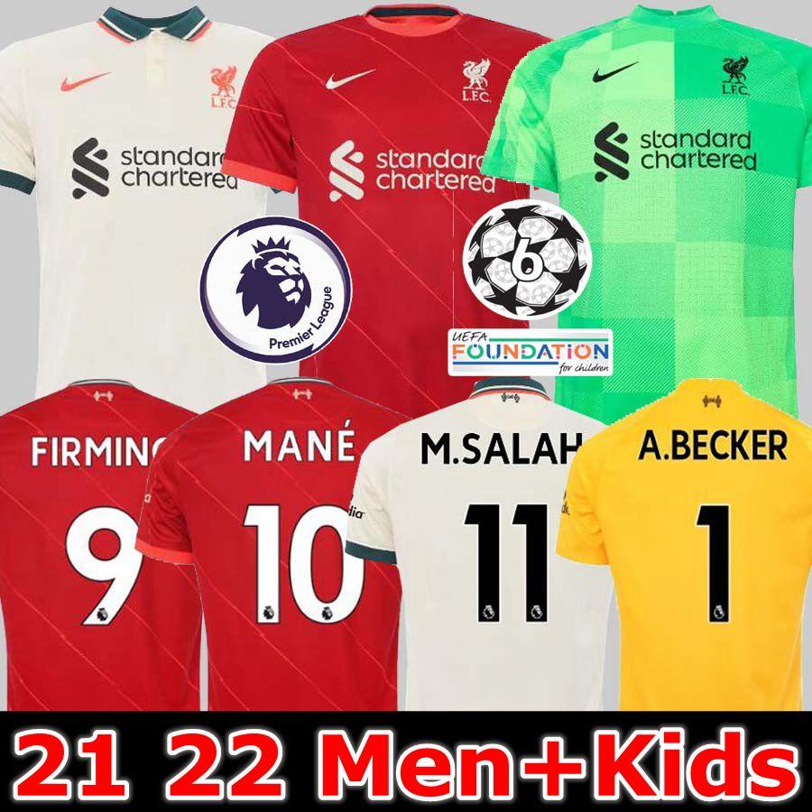

Player version Liverpool soccer Jersey 21 22 A BECKER VIRGIL THIAGO Home away MILNER KEITA FIRMINO MANE M SALAH 2021 2022 Football shirt Goalkeeper, Black;red