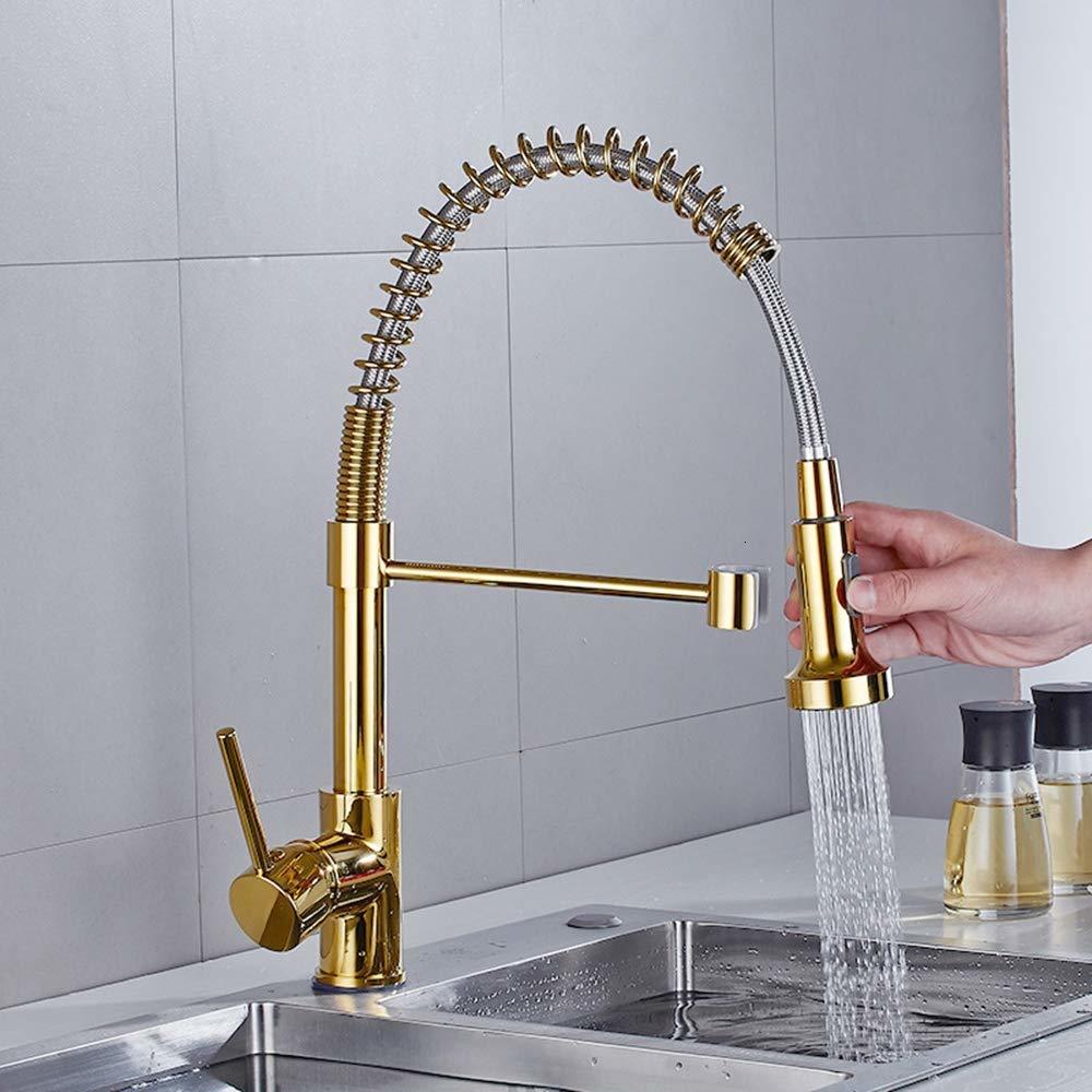 

2021 New Polish Gold Tap Spring From Sink Solid Bronze Kitchen Draw Only Modern Hand Hot and Cold Water A189 Bw85