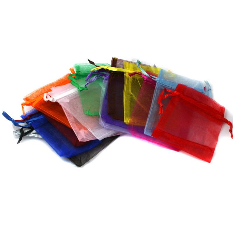 

Jewelry Pouches, Bags 100pcs/lot 7x9cm 9x12cm 10x15cm 13x18cm Drawstring Organza Pouches Packaging Wedding Party Gift Bag Pouch, Pink;blue