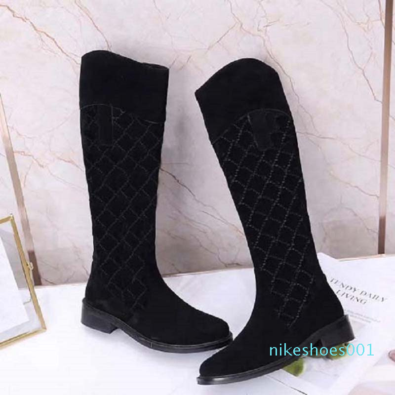 

2021 Fashion color matching round head women long Boots female casual wild non slip leather women boots Cowboy shoe10 2502 xx, #7