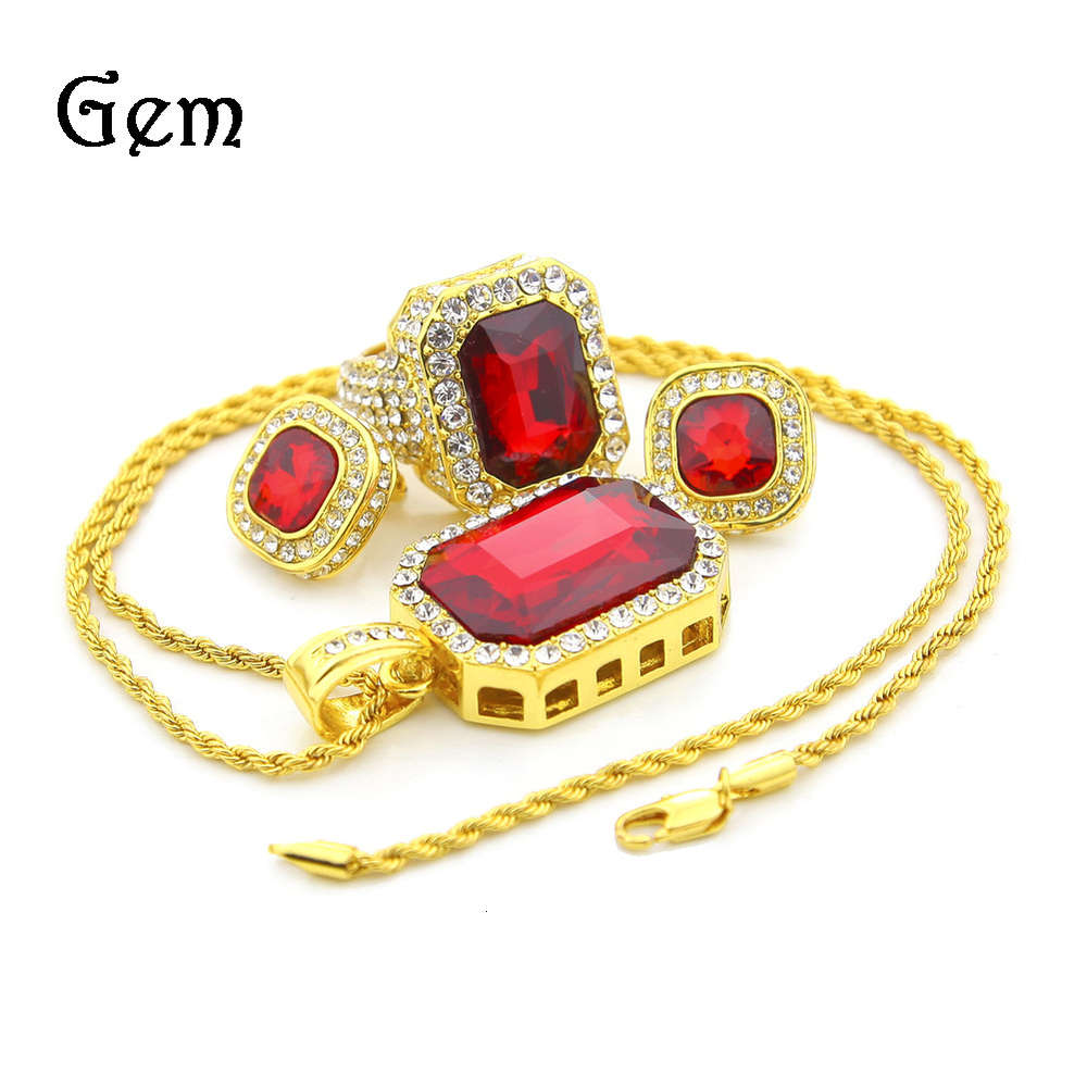 

Hip hop jewelry set rings earrings pendant necklaces
