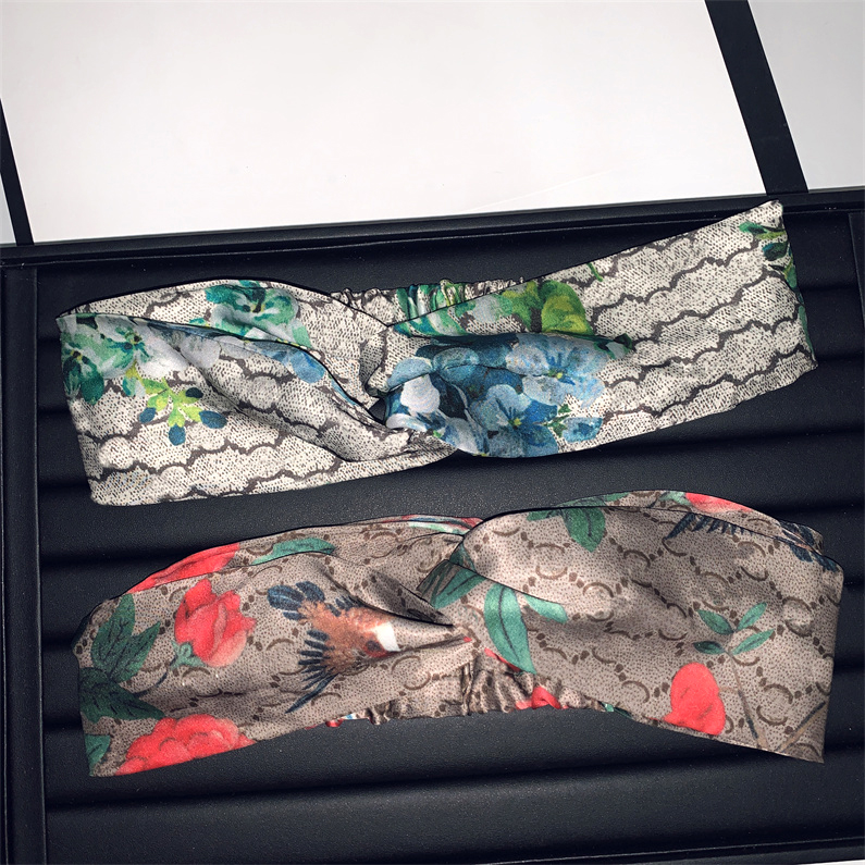 

Classic Letter Printed Headbands Designer Floral Hair Band Wide Brim Elastic Headband Women Cross Hairbands Jewelry