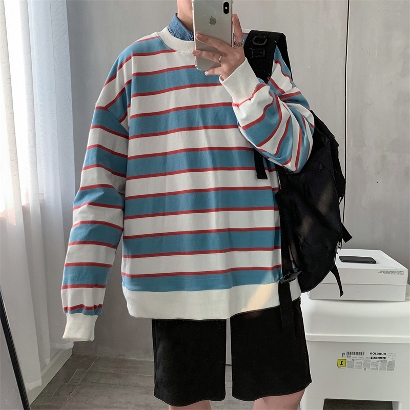 

2021 New Autumn Men's Stripe Printing Coats Long Sleeve Male Pullover Hoodies Cotton Clothes Casual Sweatshirts Big Size M-3xl Os15, Yellow stripes