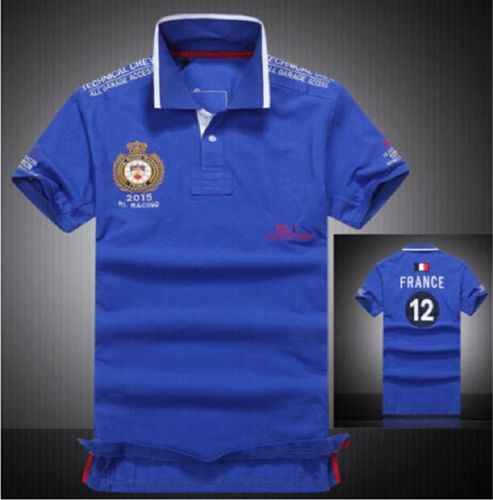 

Wholesale Lapel Cotton Men's Casual Polo Shirt Malaysia Flag Spain Italy America Argentina France Brazil GBR RL Racing Polo Shirt, White;black